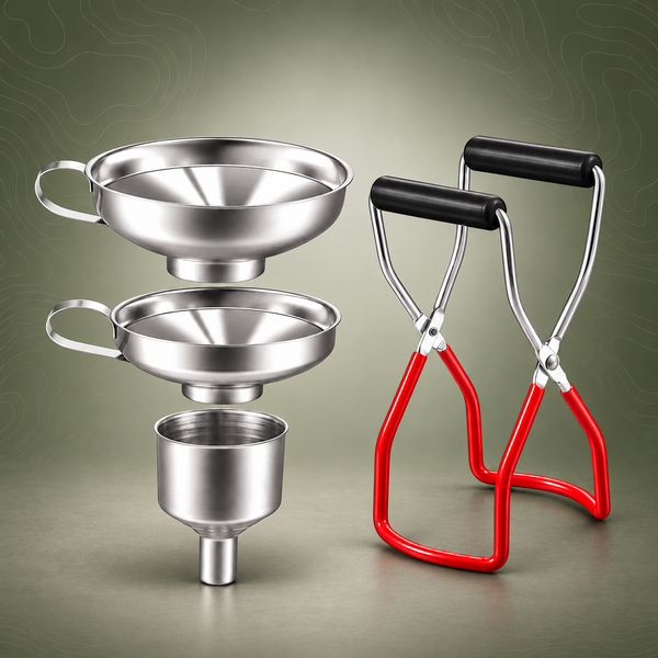 4-Piece Stainless Steel Canning Essentials Set - Funnels & Jar Rack