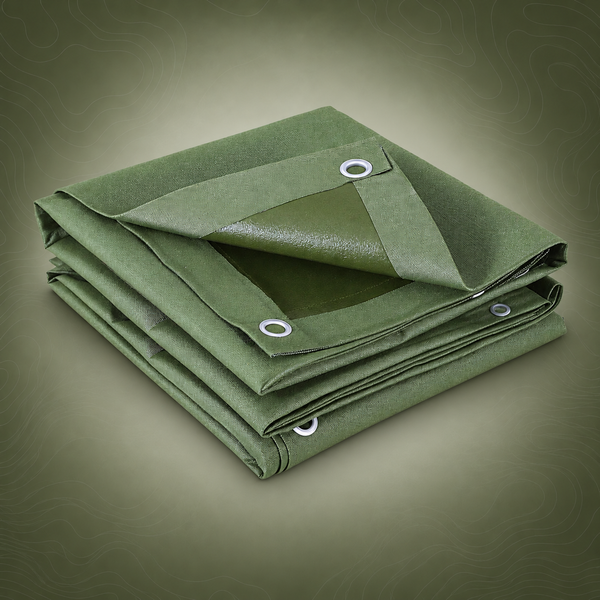Instahut Heavy Duty Canvas Tarp 3m x 4m - 600GSM Green