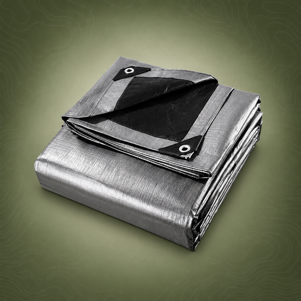 Instahut Heavy Duty Poly Tarp 3.6m x 6m - Silver/Black