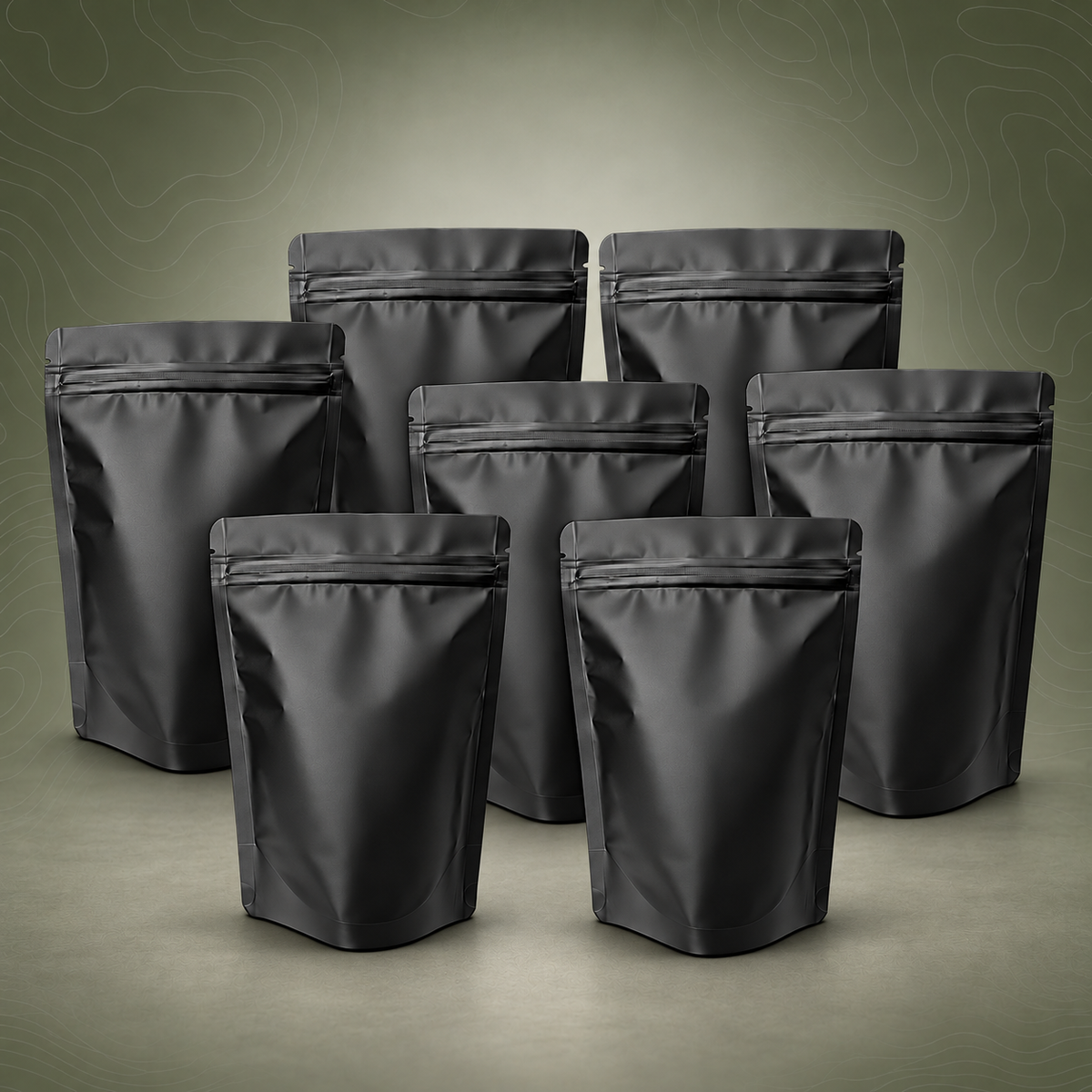 100 Pack Matte Black Mylar Stand-Up Food Storage Bags - 14 x 20cm