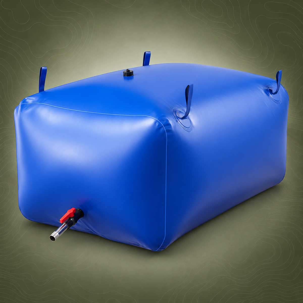 400L Heavy-Duty PVC Water Storage Bladder on subtle topographic background