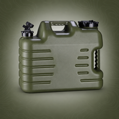 18L Portable Water Jerry Can on subtle topographic background