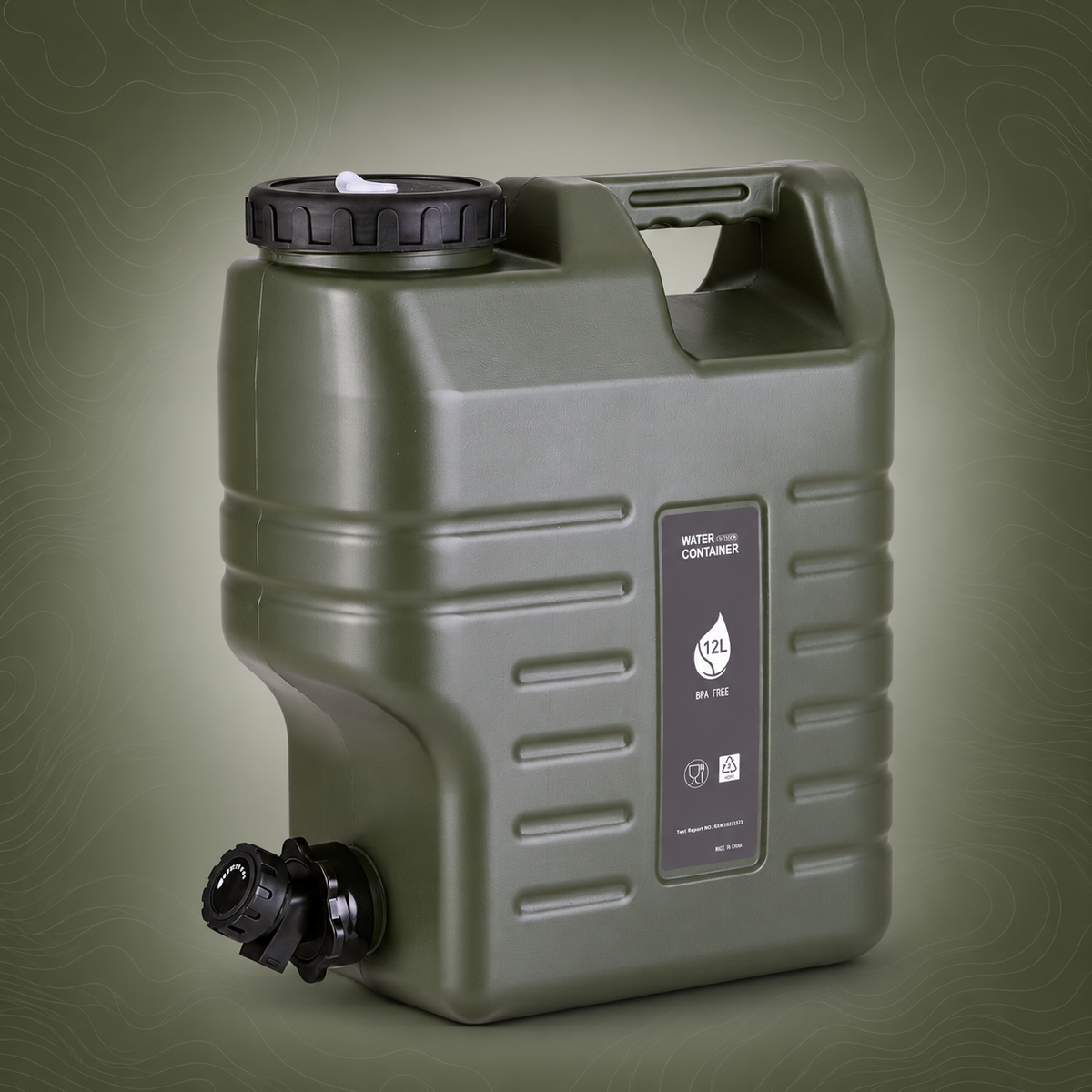 Weisshorn 12L Water Container Jerry Can Bucket Camping Outdoor Storage Tank on subtle topographic background