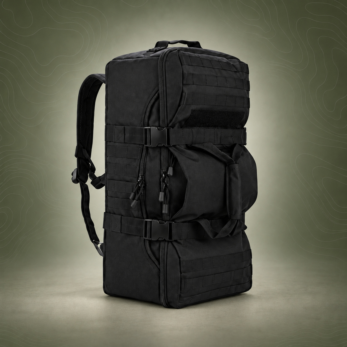 3-in-1 Duffle Bag Messenger Pack Military Tactical Backpack -Black