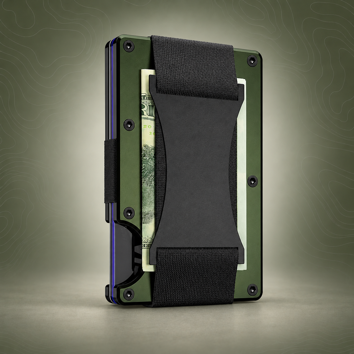 Army green Slim RFID Blocking Aluminum Card Holder
