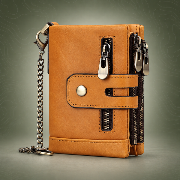 Brown Genuine Leather RFID Blocking Trifold Wallet – 14 Cards