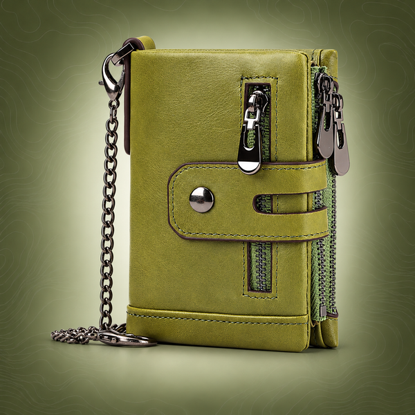 Green Genuine Leather RFID Blocking Wallet