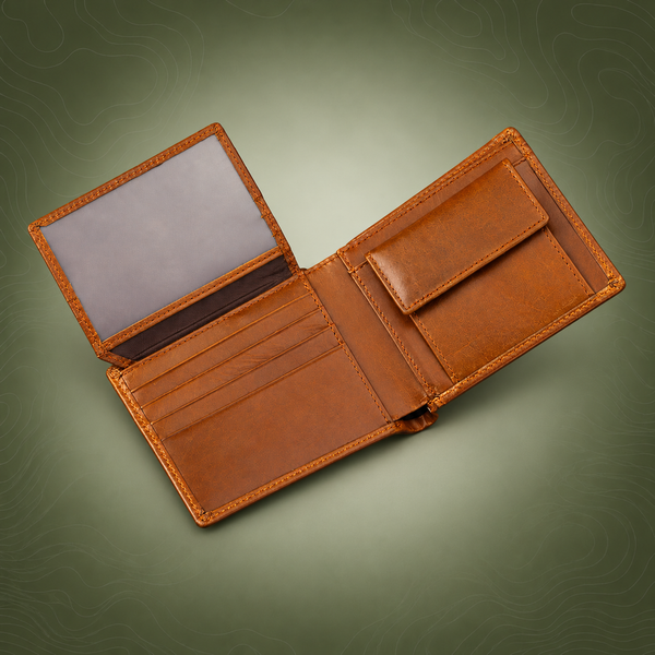 Brown Genuine Leather RFID Blocking Bifold Wallet – 10 Cards