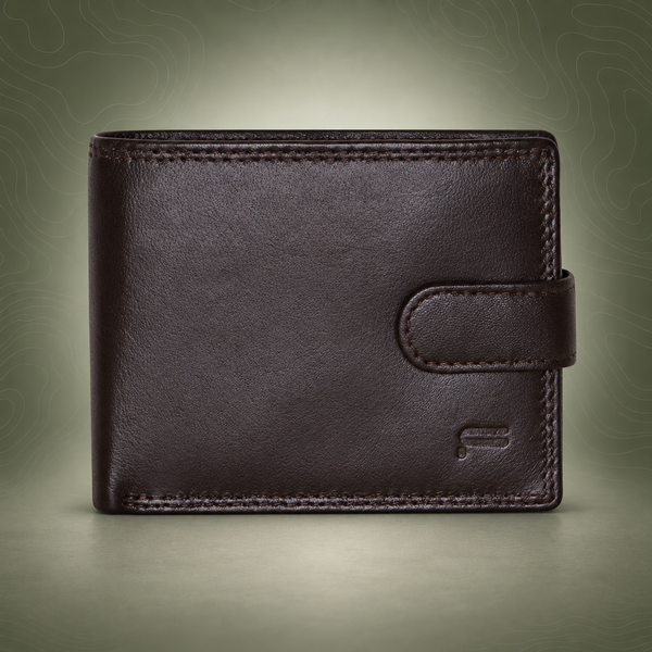 Futura RFID Leather Coin Fold Over Wallet - Brown