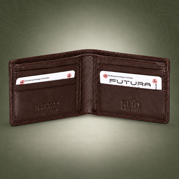 Futura RFID Slim Leather Wallet - Brown