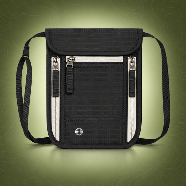 Black and Grey RFID Neck Passport Holder