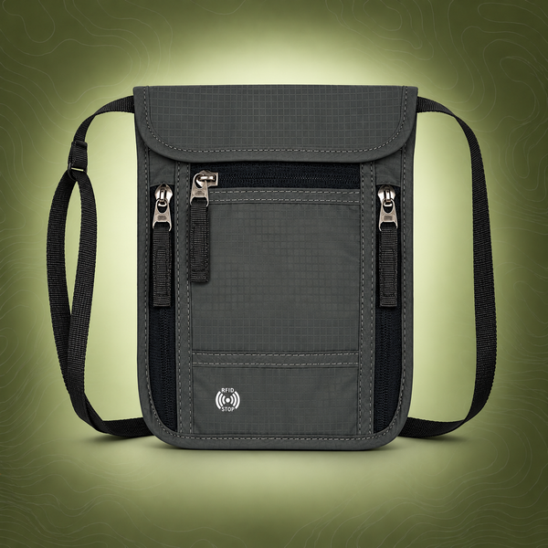 Dark Grey RFID Neck Passport Holder