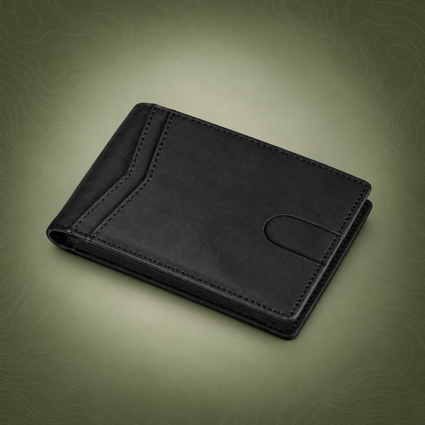 Black Genuine Leather RFID Blocking Trifold Wallet - Premium Men's Everyday Carry Wallet
