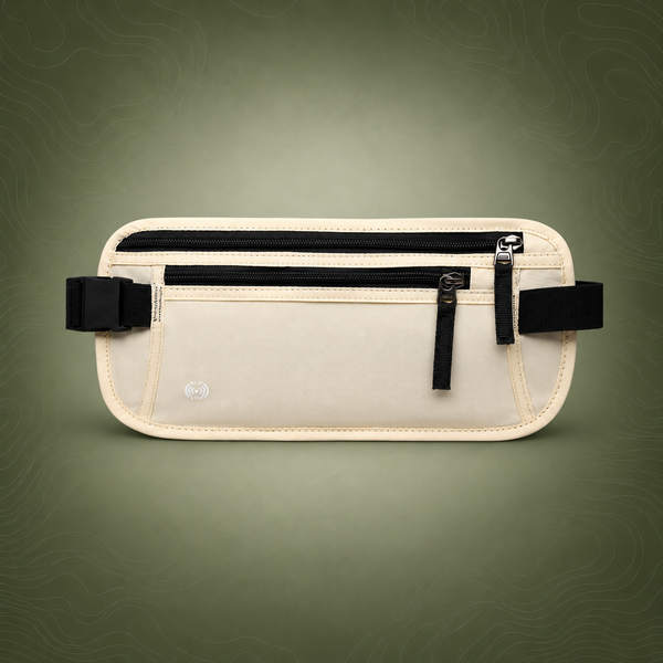 Beige RFID Blocking Slim Anti-Theft Fanny Pack