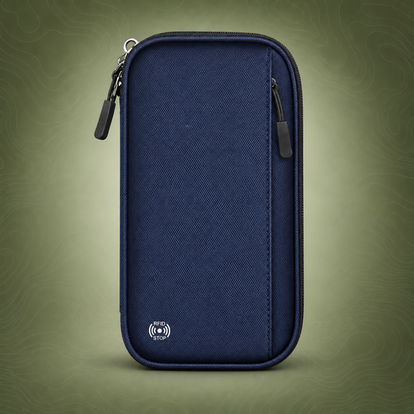Dark blue RFID Blocking Travel Wallet