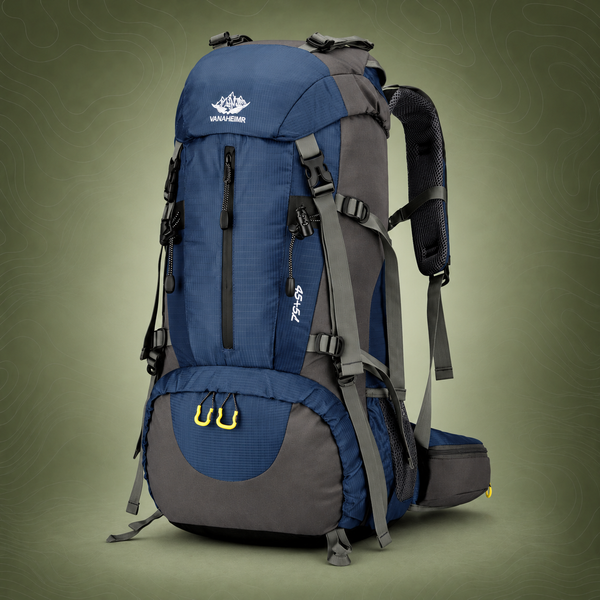 Dark blue 36-55L Outdoor Hiking Backpack - Durable Water Resistant