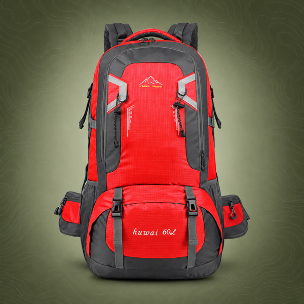 60L Waterproof Outdoor Hiking Backpack Camping Outdoor Trekking Bag(Red)