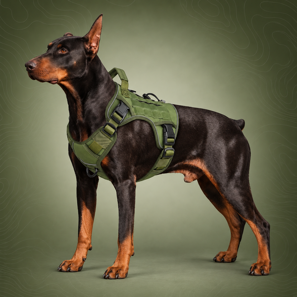 Dog Harness Large Dog No Pull Reflective Adjustable Pet Vest with Handle - Army Green S