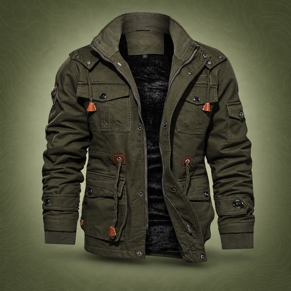 MOOGEN Men Thickened Hooded Jacket Winter Casual Army Green XXL