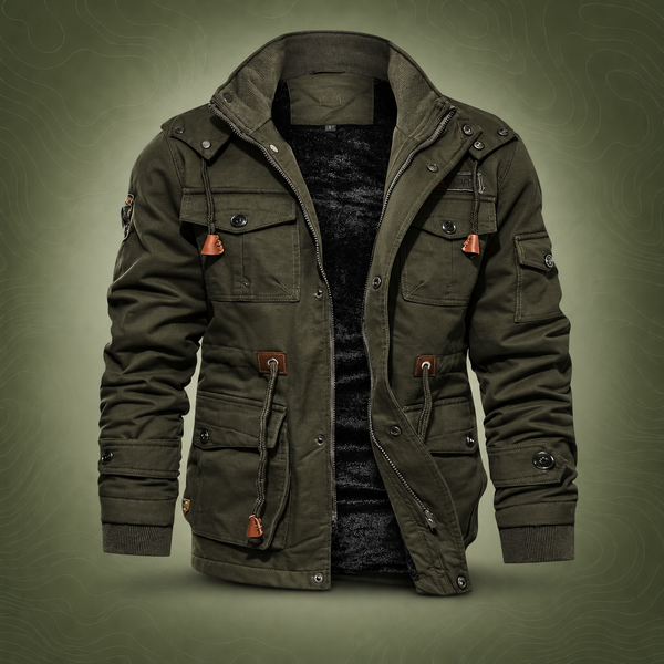 MOOGEN Men Thickened Hooded Jacket Winter Casual Army Green XL