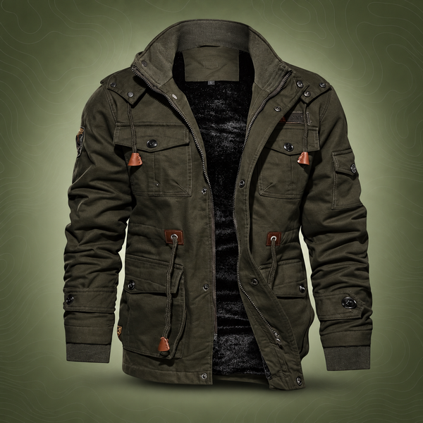 MOOGEN Men Thickened Hooded Jacket Winter Casual Army Green Size: M