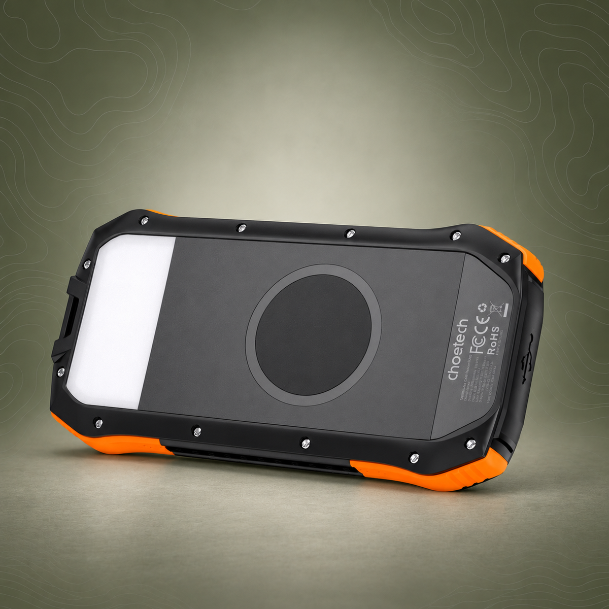 CHOETECH 10,000mAh Solar Power Bank – Triple USB Charging & Emergency LED Light