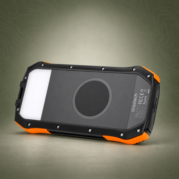 CHOETECH 10,000mAh Solar Power Bank – Triple USB Charging & Emergency LED Light