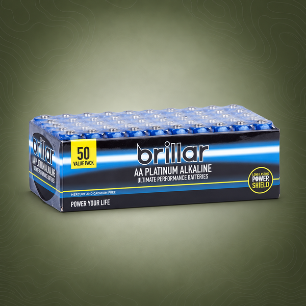 Brillar Platinum AA Alkaline Batteries – Long-Life 50-Pack