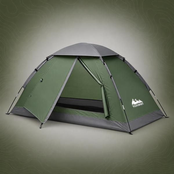 Weisshorn 1 Person Hiking Tent with Vestibule, Green and Grey