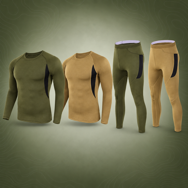 Tactical Thermal Underwear Set, 2-Pack, Khaki+Green, L