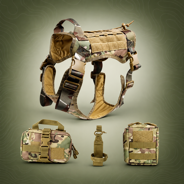Tactical Dog Vest, 1000D Nylon, CP Camouflage XL
