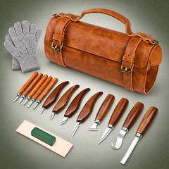 Deluxe Wood Carving Knife Set, 13-Piece High-Carbon Steel