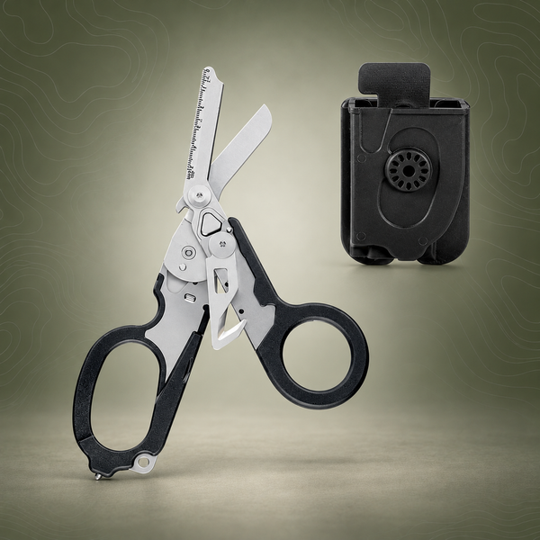 6-in-1 Folding Trauma Shears with Holster, Black