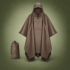3-in-1 Waterproof Rain Poncho & Emergency Shelter, Brown