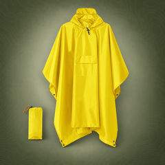 3-in-1 Waterproof Rain Poncho & Emergency Shelter, Yellow