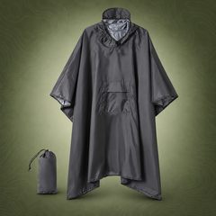 3-in-1 Waterproof Rain Poncho & Emergency Shelter, Grey