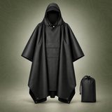 3-in-1 Waterproof Rain Poncho & Emergency Shelter, Black