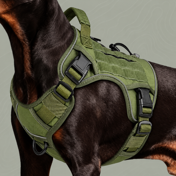 Dog Harness Large Dog No Pull Reflective Adjustable Pet Vest with Handle - Army Green L