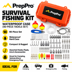 PrepPro survival fishing kit 90-piece tackle set in waterproof hard case
