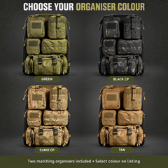 Organiser colour choices: Green, Black CP, Camo CP and Tan