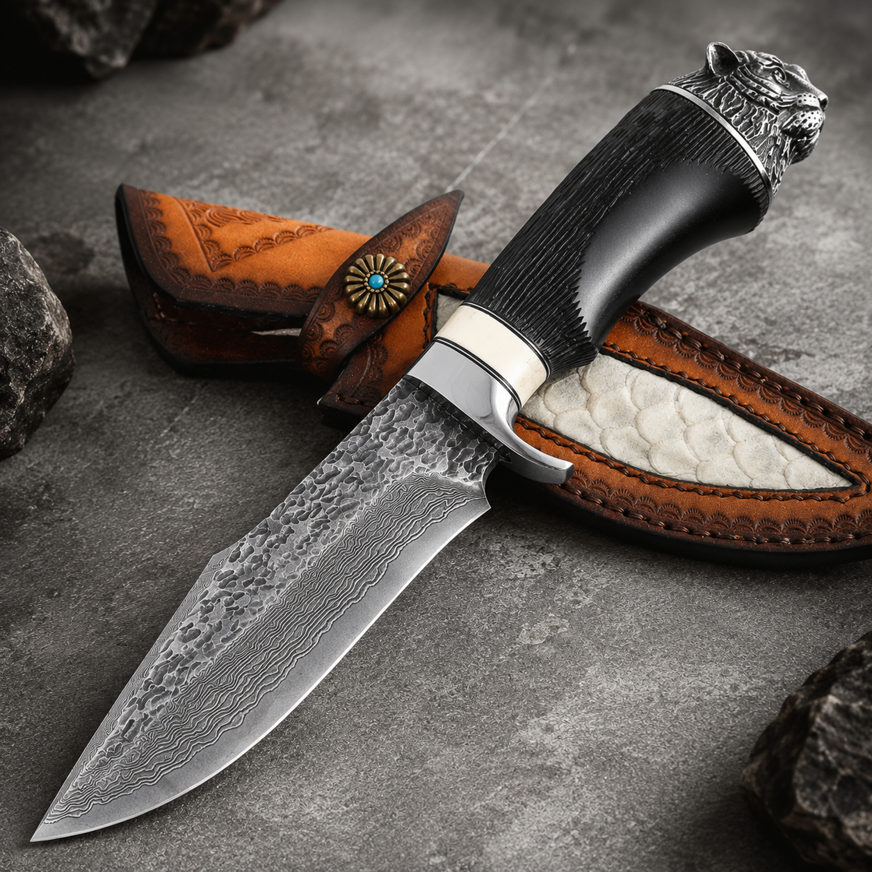 Damascus Steel Survival Knife – Wildling Series | PrepPro