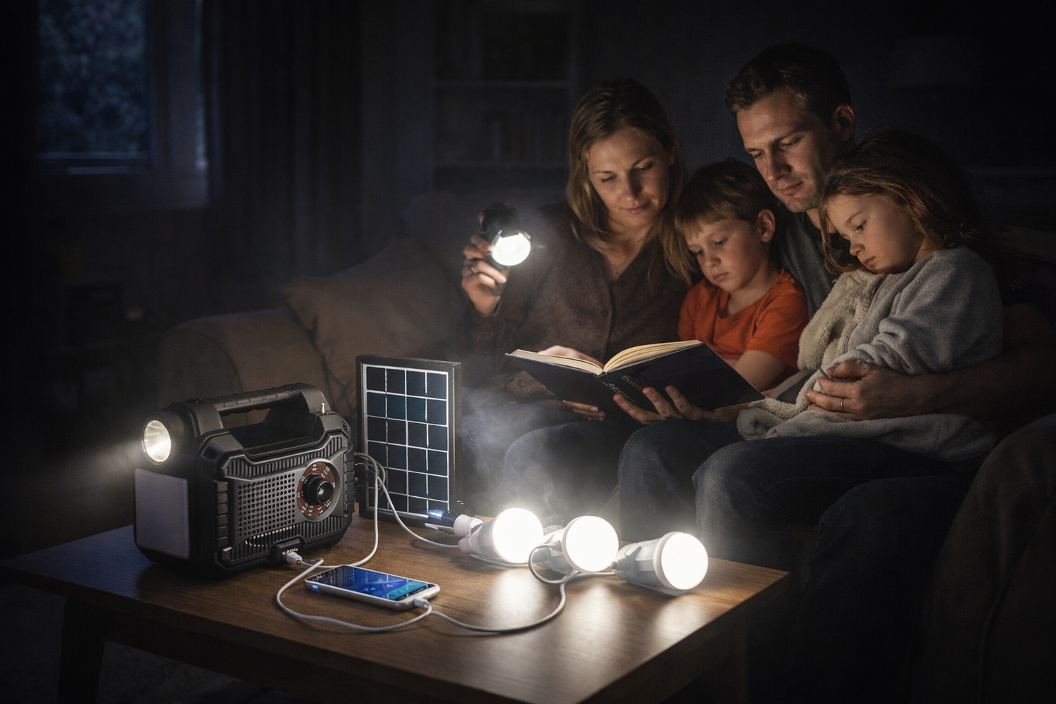 Emergency Solar Power Station 12000mAh with LED Lights & Radio