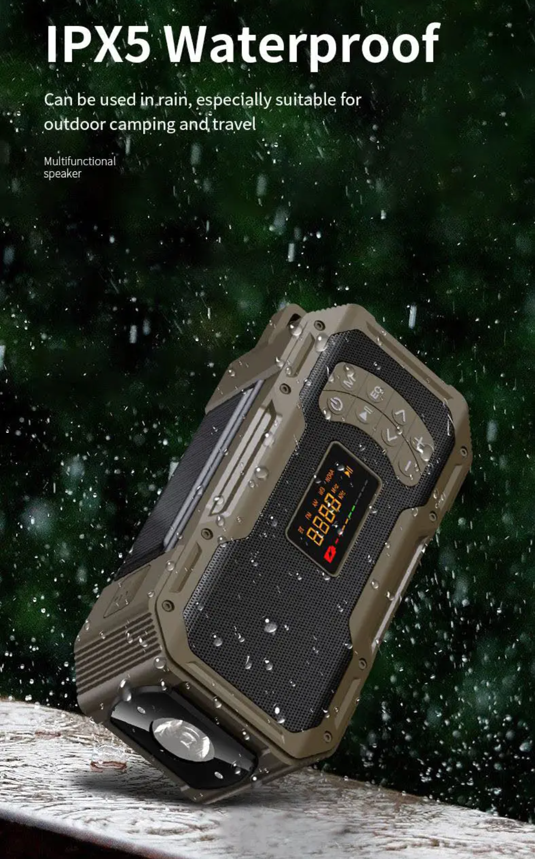 Solar Hand Crank Emergency Radio – 5000mAh Survival Radio with Power Bank, Flashlight & Bluetooth Speaker