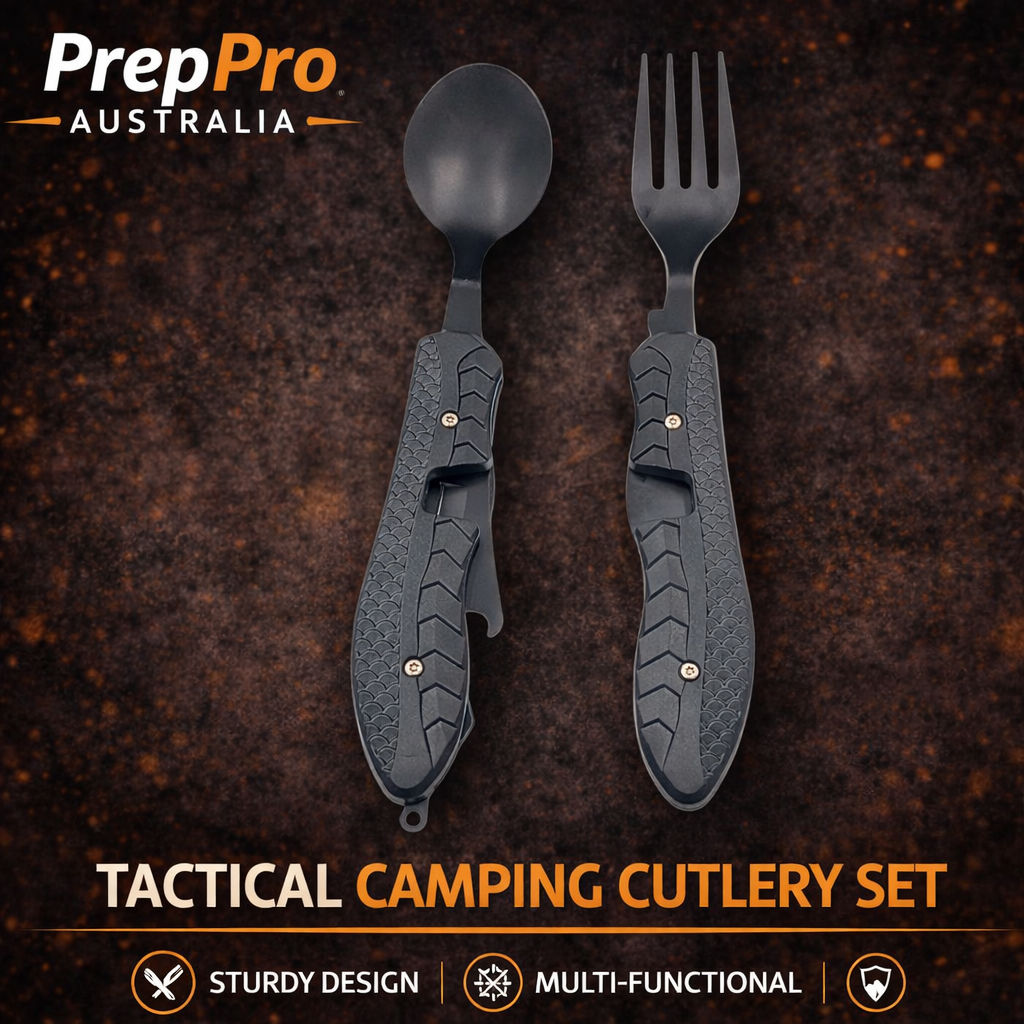 Tactical Multi‑Utensil – 3‑in‑1 Knife Fork Spoon Set | PrepPro