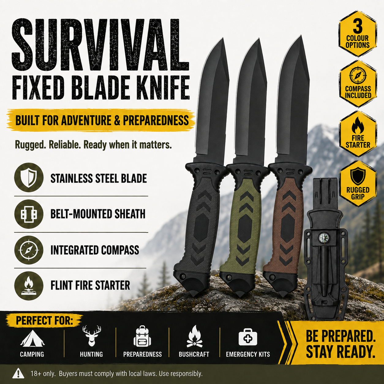 Striker Survival Fixed Blade Utility Knife | PrepPro