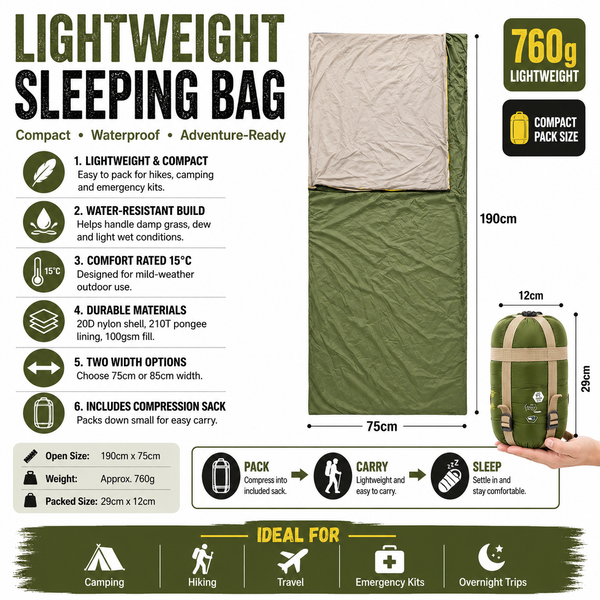 Lightweight Sleeping Bag – Compact & Waterproof | PrepPro