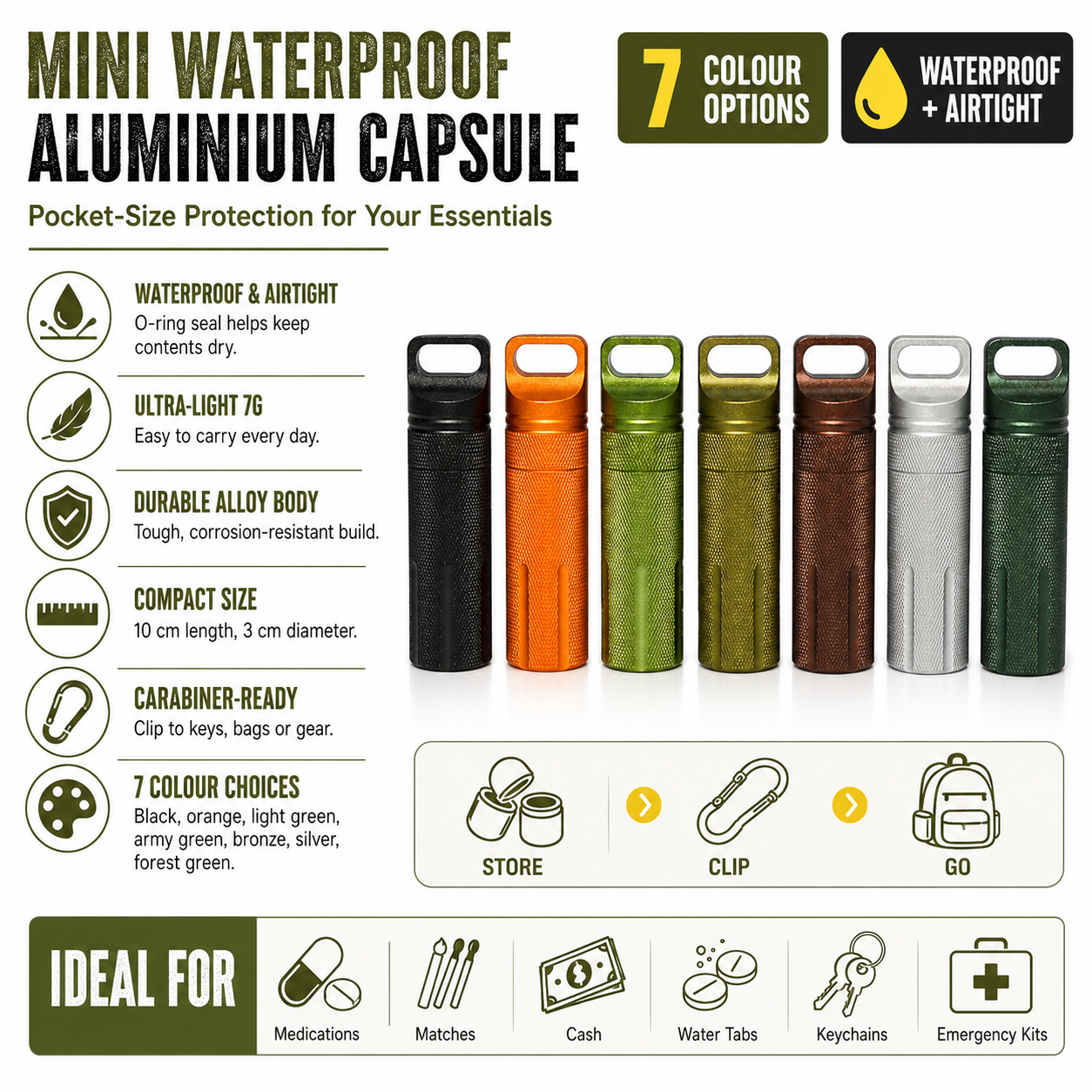 Mini Waterproof Aluminium Capsule