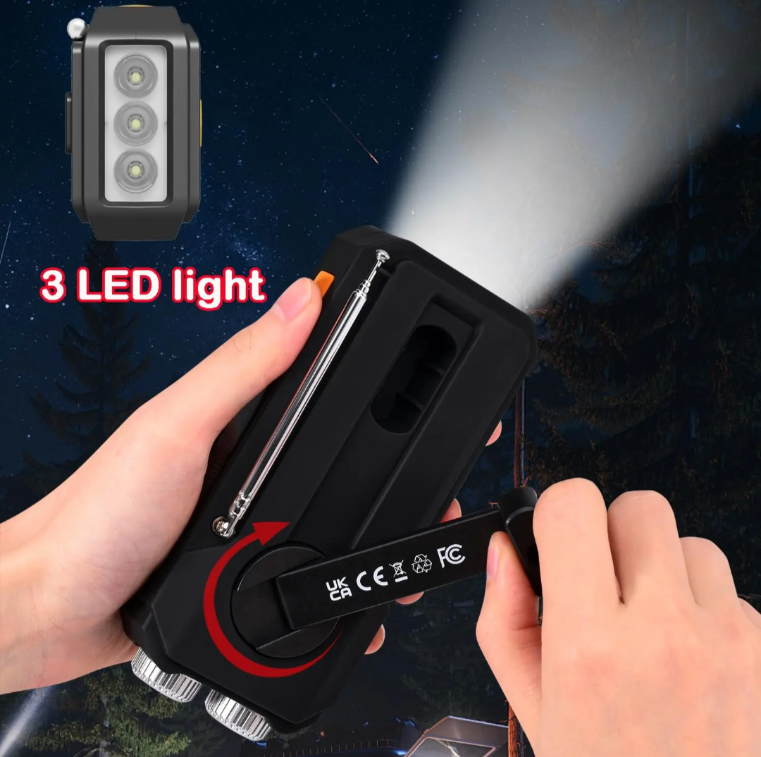 Emergency Solar & Hand Crank Radio – AM/FM Radio, Flashlight & Backup Power