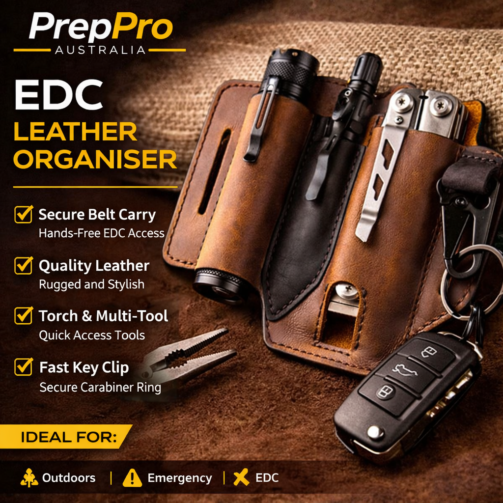 Leather Belt Sheath – Multi‑Tool Utility Holster | PrepPro