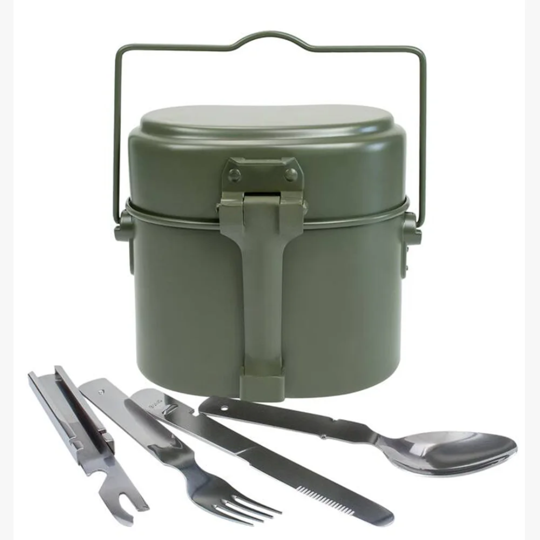 German-Style Aluminium Mess Tin Set with Utensils